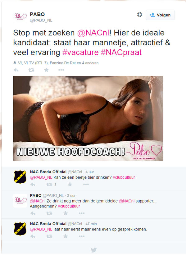 voetbalzonenl's tweet photo. Goede eerste vraag van @NACnl bij deze open sollicitatie! http://t.co/f1HtkF5lVw