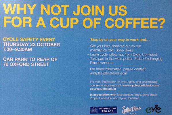 sohobikeslondon's tweet photo. Come and see us tomorrow morning for a free bike check and learn about cycle safety at 76 Oxford Street http://t.co/5n3sPlf39C