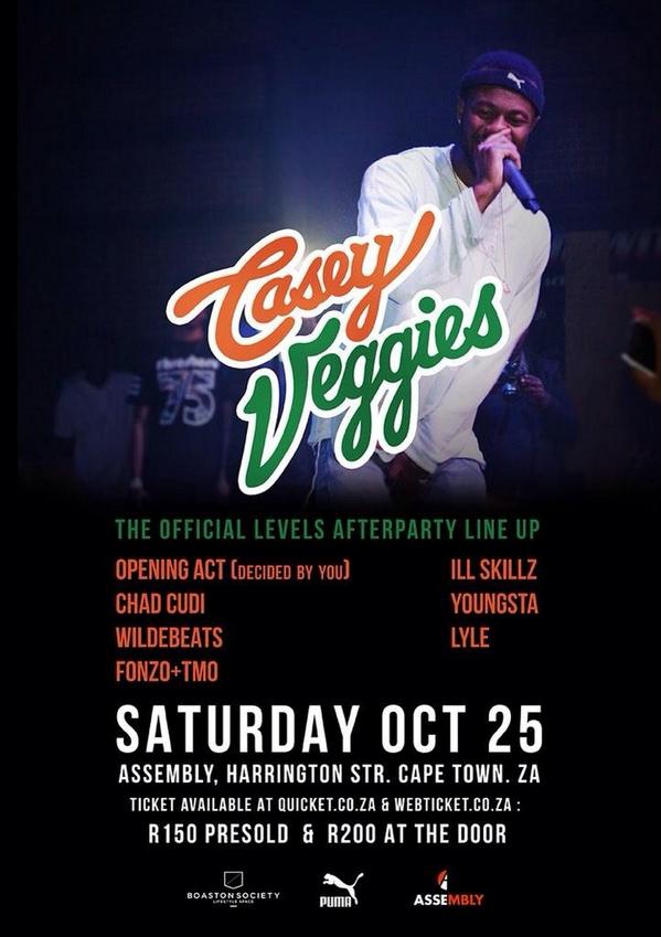 Assembly_ct's tweet photo. Buy your R100 @CaseyVeggies (USA) tickets via @webticketsSA now! @PUMASouthAfrica @boastonsociety http://t.co/UzLo7U9QoM