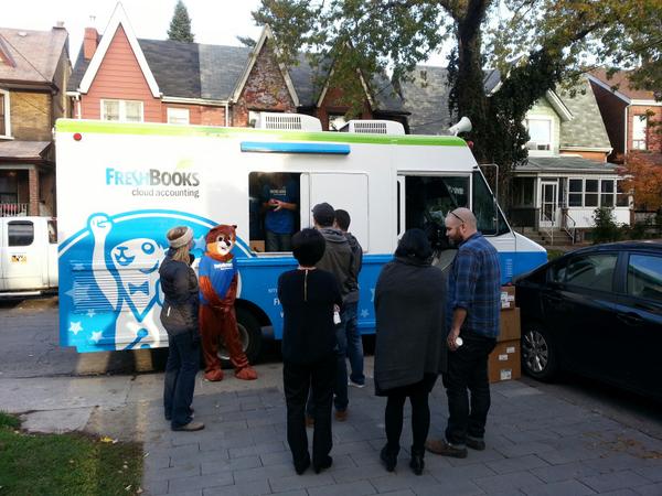 First stop with the #FreshBrew truck is FreshBooks HQ  #sbw14