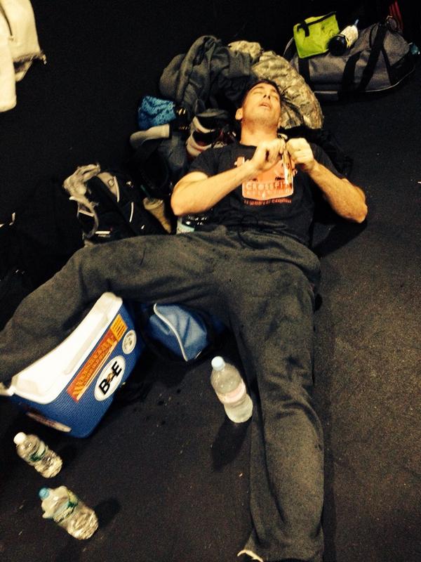 mercutio315's tweet photo. @WODprobs when u pass out at a comp after a wod on six people's gym bags and just don't care http://t.co/aaUuBdFmtX