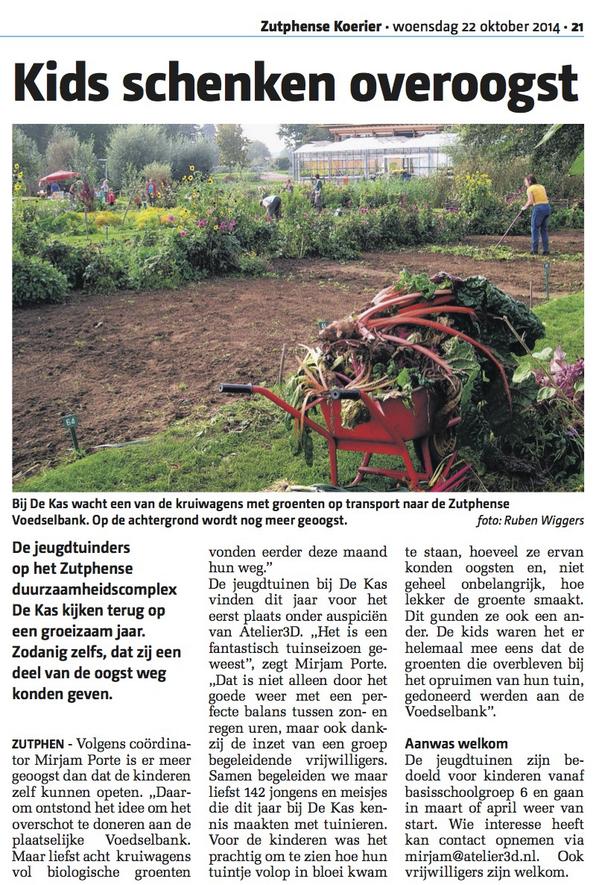 DeKasZutphen's tweet photo. Jeugdtuinen De Kas delen overvloedige oogst met Voedselbank #Zutphen http://t.co/U4uQ4p0D4E