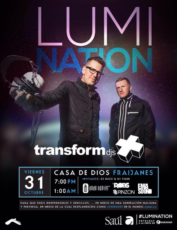 l_thememecoin's tweet photo. Line Up para este 31 de Octubre en #LUMINATION #ElectroWorship @CasaDeDios @AndyJHunter @transformdjs @EMASOUND http://t.co/KPDwF6tNgS