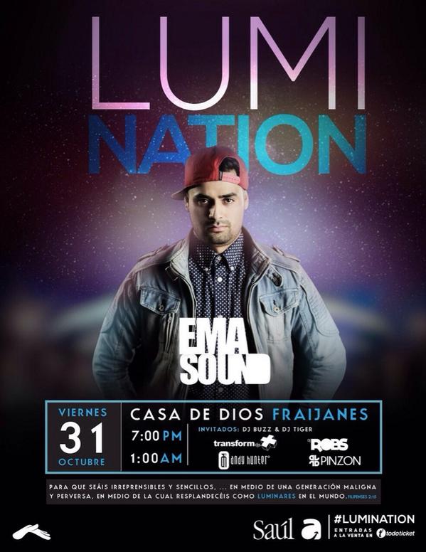 l_thememecoin's tweet photo. Line Up para este 31 de Octubre en #LUMINATION #ElectroWorship @CasaDeDios @AndyJHunter @transformdjs @EMASOUND http://t.co/KPDwF6tNgS