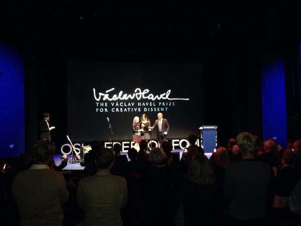 Garry Kasparov presents Vaclav Havel prize to Pussy Riot. #OsloFF