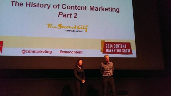 TheJCSuperstar's tweet photo. Fun idea from @CdnMarketing - short skits from @TheSecondCity at the #cmacontent show! @PopGoesAndrea http://t.co/1nXm2tVWXS