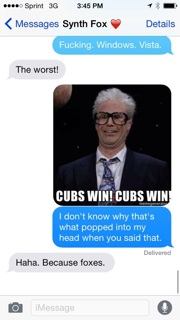 tontig_fox's tweet photo. This is how conversations between @SynthFox87 and I go when it's not fox pictures. #BecauseFoxes http://t.co/z85dv8SzPN