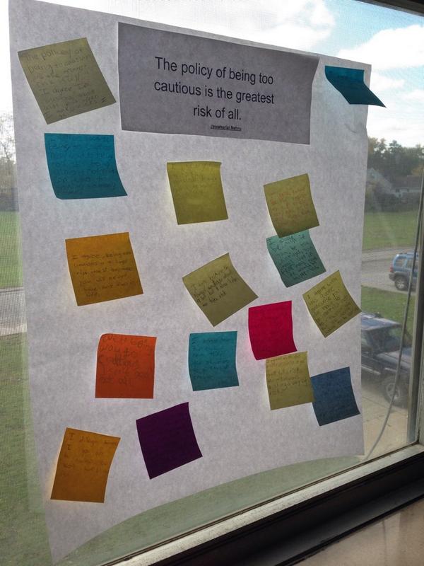 thejsociety's tweet photo. Students supported their thinking during today's graffiti walk #1CMS #activelearning http://t.co/CNotTlAcqd