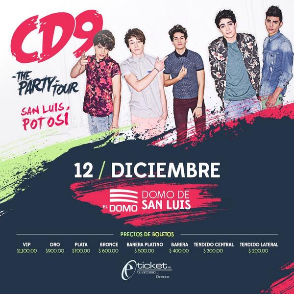 CD9's tweet image. ¡#ThePartyTour llega a San Luis Potosí este 12/12 @ElDomo_SanLuis! Boletos ➡️ bit.ly/1CWelyc