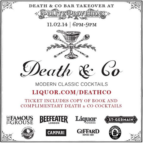 Death & Co. (@deathandconyc) on Twitter photo Next stop: Polite Provisions in sunny San Diego! Tickets here: liquor.com/deathco. See you soon, <a href="/PoliteSanDiego/">Polite Provisions</a>. Next stop: Polite Provisions in sunny San Diego! Tickets here: liquor.com/deathco. See you soon, <a href="/PoliteSanDiego/">Polite Provisions</a>.