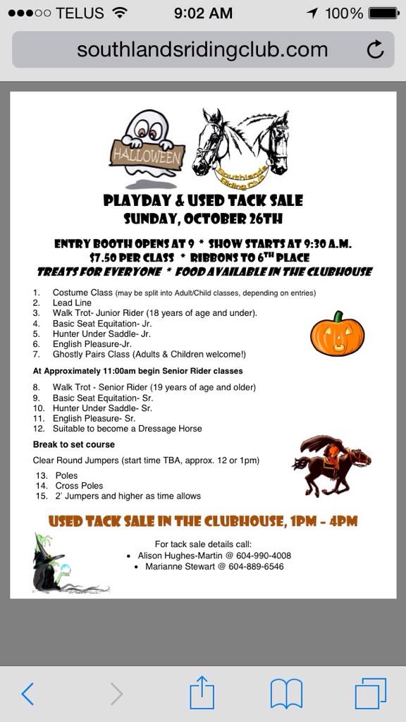 Kimberley St. Pierre (@kimberleysp) on Twitter photo Reminder of Play Day and Used Tack Sale at Southlands Riding Club this Sunday Oct 26 southlandsridingclub.com/Event%20Calend⦠<a href="/SRC1943/">Southlands Riding Cl</a> Reminder of Play Day and Used Tack Sale at Southlands Riding Club this Sunday Oct 26 southlandsridingclub.com/Event%20Calend⦠<a href="/SRC1943/">Southlands Riding Cl</a>