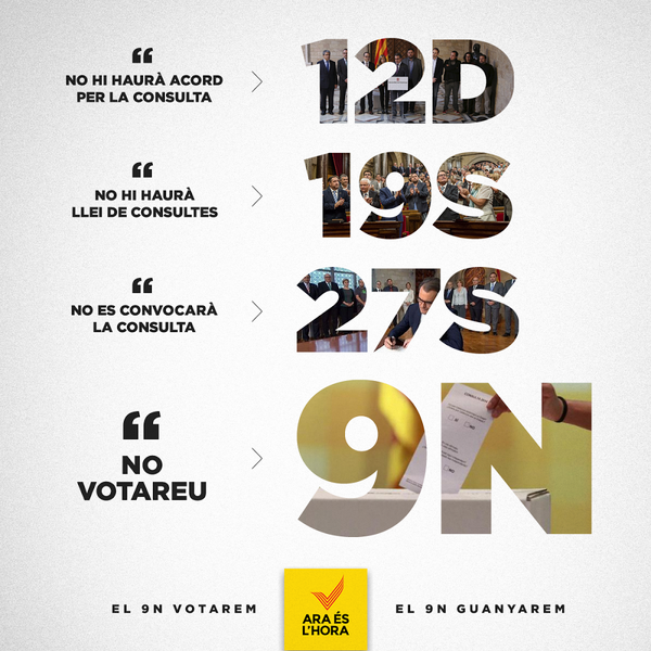 catalangate's tweet image. El 9N hem d'omplir les urnes per construir un país nou. Ara és l'hora de votar, ara és l'hora de guanyar! #guanyarem