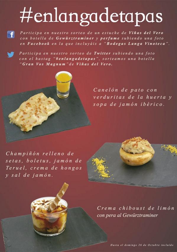 Cartel oficial del concurso #enlangadetapas. Esperamos que disfruten con nuestras tapas y mucha suerte.