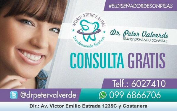 DondeirhoyEC's tweet photo. WORLD STETIC DENTAL @DrPeterValverde Transformando sonrisas - Separa tu consulta GRATIS 0996866706 - 6027410 #Urdesa http://t.co/pPAf0XyKYX