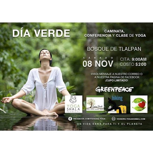 Participa en un evento eco-saludable, yoga, caminata y una plática/rally impartida por <a href="/greenpeacemx/">Greenpeace México</a> #DíaVerde