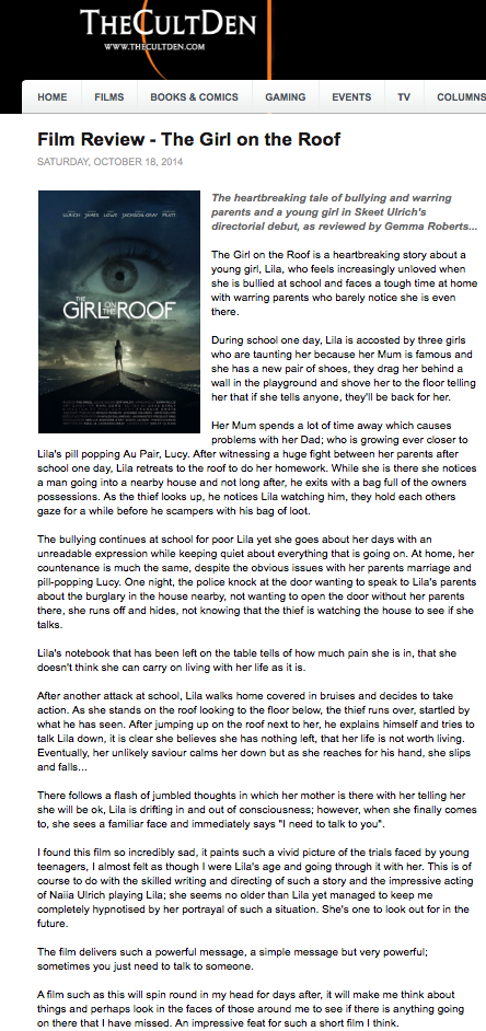 New film review from @TheCultDen thecultden.com/2014/10/film-r…
@SkeetMe1 <a href="/AmeliaJG/">Amelia Jackson-Gray</a> <a href="/naiiarose/">Naiia Ulrich</a> <a href="/FrancisDreis/">Francis Dreis</a> <a href="/contourfossa/">EMMA WILLIS MAKEUP & HAIR</a>