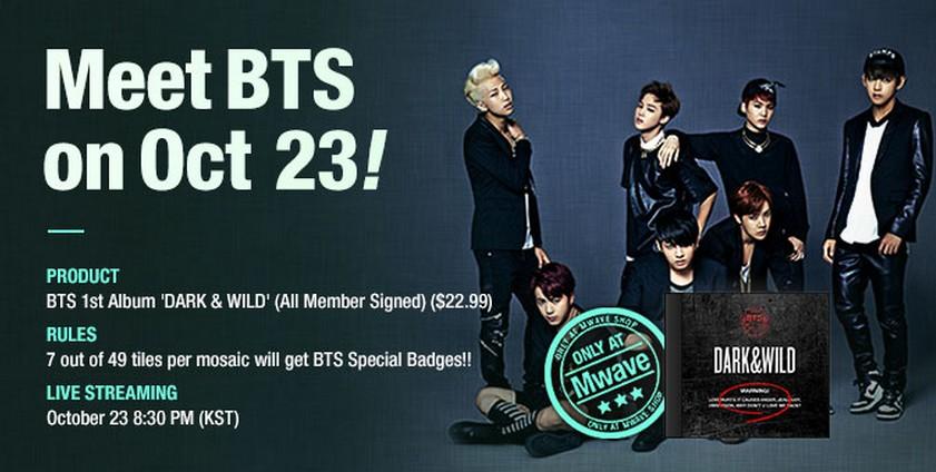 Bts A R M Y Mwave Bts 1st Album Dark Amp Wild Meet Amp Greet 8 30pm Kst Bts Twt 방탄소년단 Http T Co Pxta4ukont Http T Co K4xe5xkwy1 Twitter