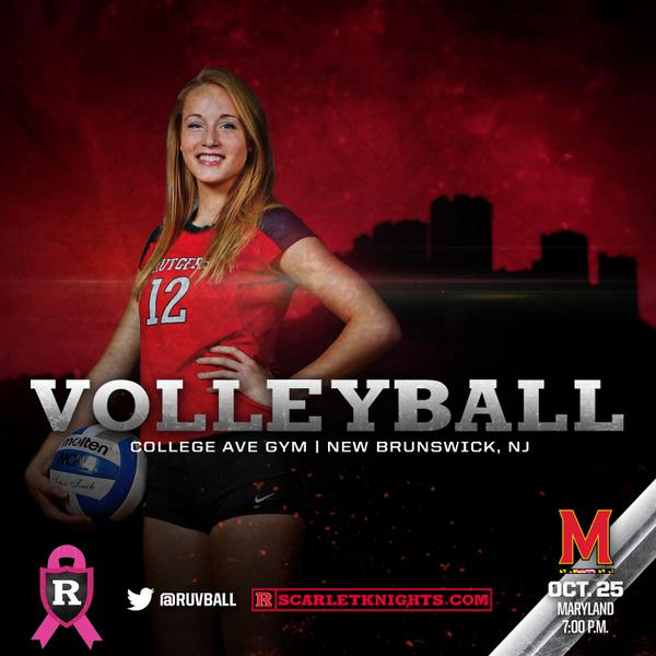 RUvball's tweet photo. #RUvball hosts Maryland this Saturday for a rematch at the College Ave. Gym! Be sure to wear BLACK to the Barn! http://t.co/H70TlOFpDA