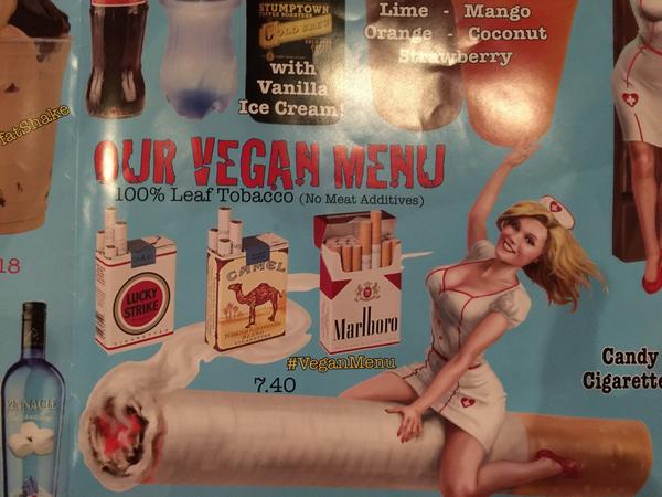 Vegan menu at the Heart Attack Grill