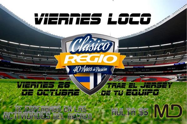 PlanillaFollow's tweet photo. Se aproxima el #ClasicoRegio⚽️ Este viernes ¡No olvides traer el jersey de tu equipo! http://t.co/hrGVbHO2ep