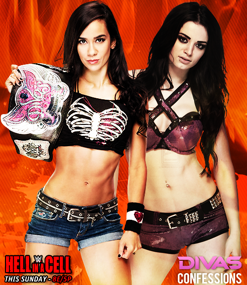 Mickie_Mania's tweet photo. Who will win at #HellInCell? #LoveBites or #ThinkAgain? 
RT. for AJ Lee.
FAV. for Paige. http://t.co/C33bZxfkX7