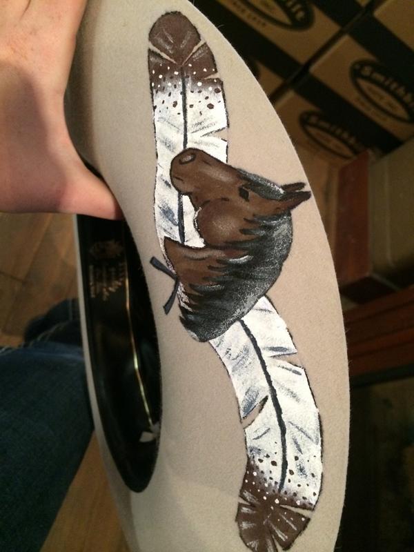 1crossedstar's tweet photo. Another order done today! @smithbilthats #horse #rodeo #cowboyhat http://t.co/mcItCk13OW