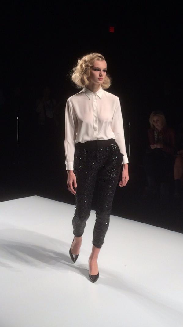 laurenonline's tweet photo. I would wear sparkle pants, yes I would. #rswork #wmcfw http://t.co/SbwOQHI9Jr