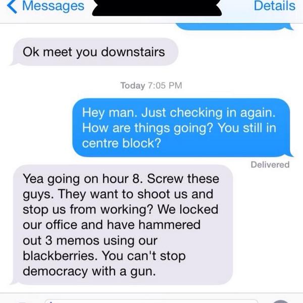 NeathenAlero's tweet image. #CanadaStrong "Can't stop Democracy with a Gun!" #BestTextEver