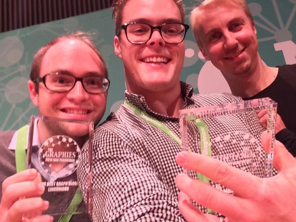 hdngr's tweet photo. The @neo4j #graphies go to... @graphalchemist and @Linkurious! http://t.co/U6Qn0J0R8I