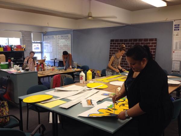 Staff hard at work on props for Production -"Offbeat"