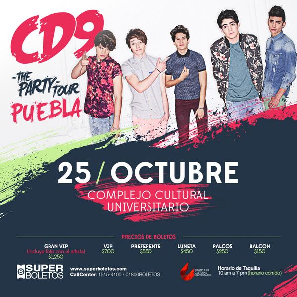 CD9's tweet photo. ¡Nos vamos de fiesta a Puebla! #ThePartyTour 25/10 en el @ccubuap. Boletos acá 👉 http://t.co/5eWFDisLP5 http://t.co/RyUWGmxCA6