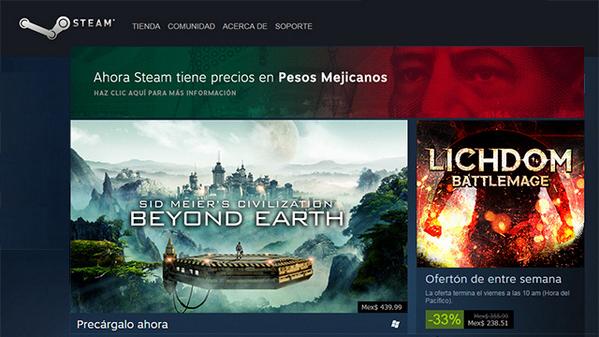 IMediaMexico's tweet photo. Steam te permite pagar en OXXO y actualiza todo su catalogo a pesos mexicanos. http://t.co/wgdN18ojhO