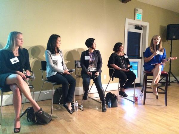 sheplusplus's tweet image. Rebecca Lynn moderating female tech founders for @CanvasVC &amp; #sheplusplus #WhyNotYou event @Minted @Joyus @accompani