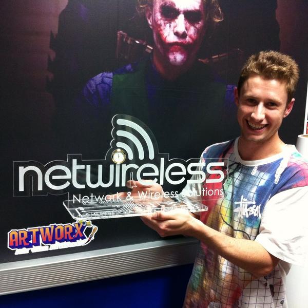 JohnCraddock31's tweet photo. Sign Apprentice Ryan McCarter proudly show his laser cut/engraved project. http://t.co/d7EkqURteY