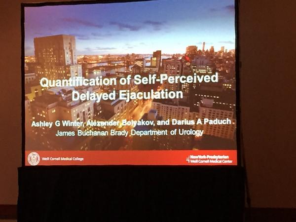 AshleyGWinter's tweet photo. #delayedEjaculation is a quantifiable phenomenon. Thx 2 all who listened to our data! #2014ASRM #MensHealth http://t.co/tN2HPyiAJA
