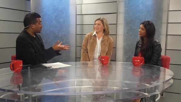 Randycity's tweet photo. Awesome having @CindyIngramLLB @afkoh @CFofMississauga on #localnotes @RogersTVPeel so excited for #DWTS #saugastyle http://t.co/JbnVVO1kIm