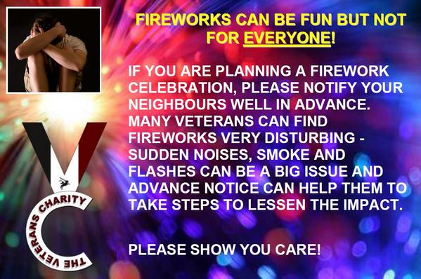 VETERANSCHARITY's tweet photo. @LondonFire @LancashireFRS @DerbyshireFRS Pls RT and improve awareness of problems Veterans can have with fireworks http://t.co/ZEg0qZhlDf