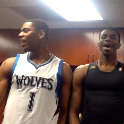  &Watch Andrew Wiggins, Wolves Rookies Sing Happy Birthday To Ricky Rubio 
