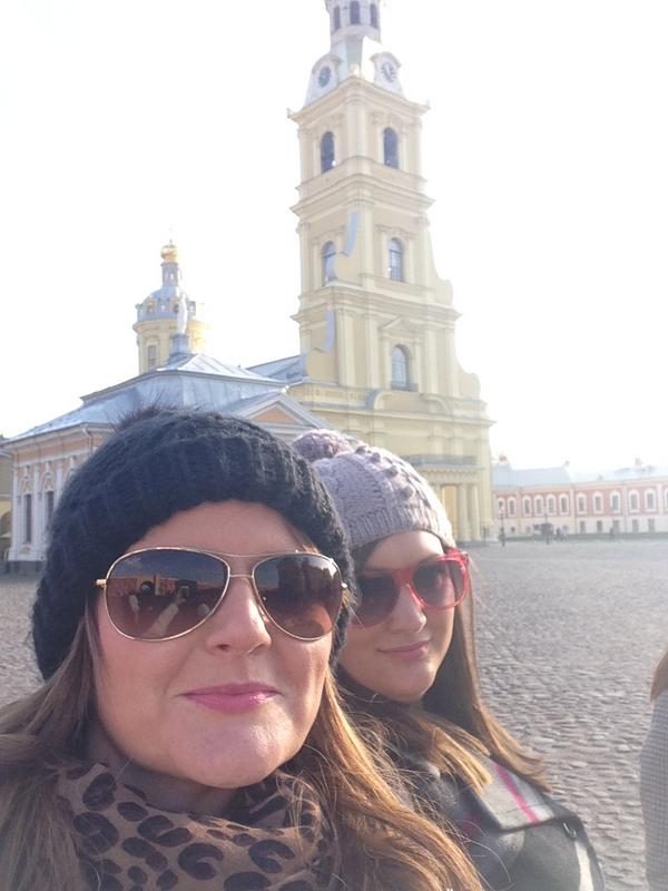IntoRussia's tweet photo. #tbt to a sunny day a year ago when Lissa &amp; Katie visited St Petersburg. Here they are at Peter &amp; Pauls Fortress. http://t.co/OnjpZxX2Ff