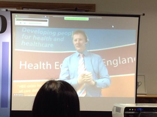 Orlando_Hampton's tweet photo. @EastMidsLETB @NHS_HealthEdEng @hee_ian talks to 1500 people #OneHEE with madonna accessories, so far so good http://t.co/4cdoeye3bV