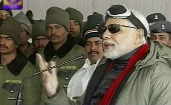 shailichopra's tweet photo. It's been a while since India's PM looked good with protective goggles and jacket #justsaying #nothingdeep http://t.co/hysRALsmwg