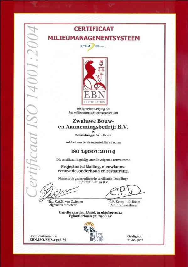 zwaluwebouw's tweet photo. Voor in het lijstje boven de balie :) #ISO14001 certificaat officieel! #trots http://t.co/wN1AQ7oaO7