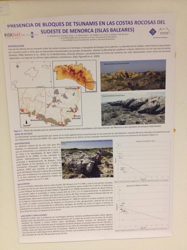 xiscoroig's tweet photo. Presentación de posters sobre presencia de bloques tsunamíticos de #Mallorca i #Menorca en @iberfault cc/ @mirgual http://t.co/f9ymluSzLc