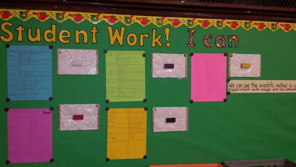 The 4th graders science experiment using the scientific method with unknown chemicals and vinegar. <a href="/TiltonSTEM/">Tilton Elementary</a>