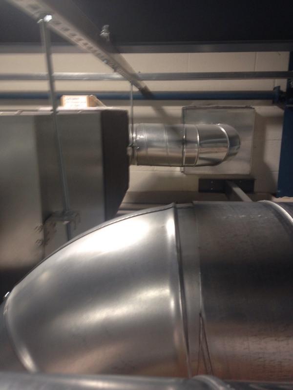 DuctSystems's tweet photo. A heat recovery unit system installed! 200 diameter spiral duct runs! Outside louvers supplied and installed by us http://t.co/veiaty9j82