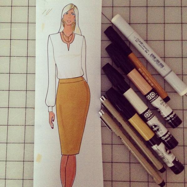 sewknits's tweet photo. More artwork for skirt pattern! #pencilskirt #fashionsketch #fashionillustration #anygivensewday #sewknits #mustard http://t.co/ctVCYSCDSo