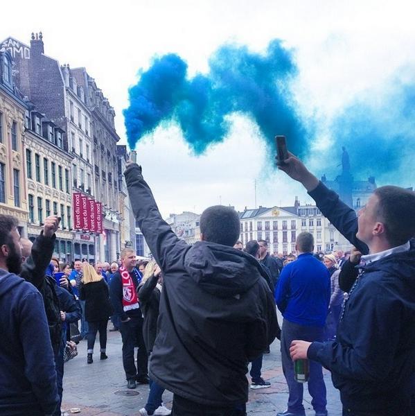 Ultramaniatics's tweet photo. Everton in Lille today http://t.co/0gjeCpqJWZ