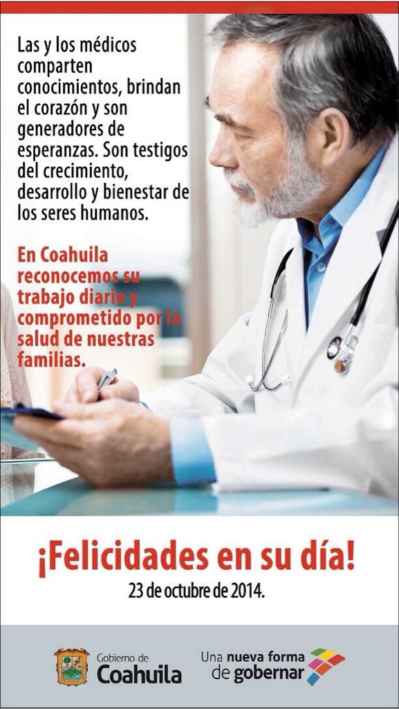 Felicidades a las y los médicos en su día. Reconocemos la noble labor que realizan. #Coahuila