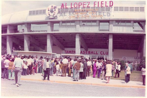 #TBT - Fans wait outside Al Lopez Field before a Tampa Tarpons game. Have any memories of the Tarpons or the field?