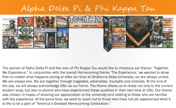 OKStateAlumni's tweet photo. #OKStateHC #HouseDec Preview: @OkState_ADPi/@OSU_phitau “Together, We Experience." http://t.co/rDpGALkJUc